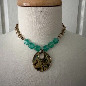 Cookie Lee Necklace with Faux Abalone Pendant